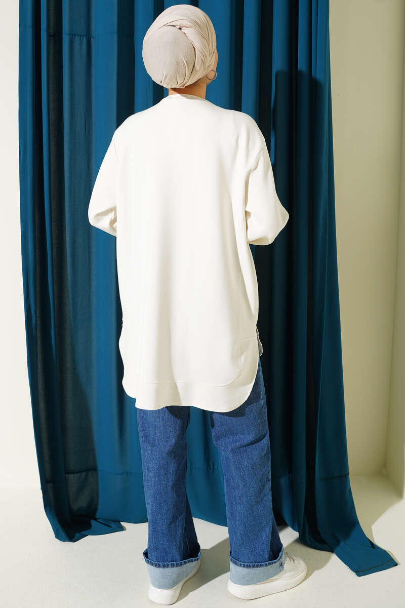 Loyşa Oval Cut Oversize Tunic Ecru – Image 3