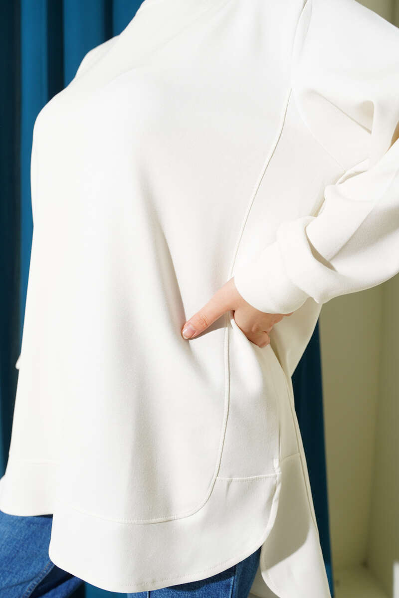 Loyşa Oval Cut Oversize Tunic Ecru – Image 4