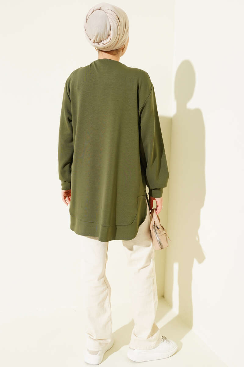 Loyşa Oval Cut Oversize Tunic Khaki – Image 3