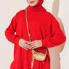 Loyşa Oval Cut Oversize Tunic Red