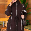Loyşa Ribbon-Trimmed Zip-Up Two-Piece Set Dark Brown - Imagen 2