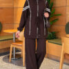 Loyşa Ribbon-Trimmed Zip-Up Two-Piece Set Dark Brown - Imagen 4