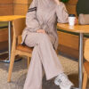 Loyşa Ribbon-Trimmed Zip-Up Two-Piece Set Beige