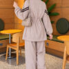 Loyşa Ribbon-Trimmed Zip-Up Two-Piece Set Beige – Image 3