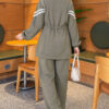 Loyşa Ribbon-Trimmed Zip-Up Two-Piece Set Hazel – Image 3