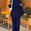 Loyşa Ribbon-Trimmed Zip-Up Two-Piece Set Navy Blue – Image 3