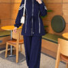 Loyşa Ribbon-Trimmed Zip-Up Two-Piece Set Navy Blue – Image 4