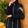 Loyşa Ribbon-Trimmed Zip-Up Two-Piece Set Black - Imagen 2