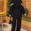 Loyşa Ribbon-Trimmed Zip-Up Two-Piece Set Black - Imagen 3