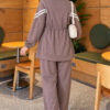 Loyşa Ribbon-Trimmed Zip-Up Two-Piece Set Mink – Bild 3