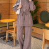 Loyşa Ribbon-Trimmed Zip-Up Two-Piece Set Mink – Bild 4