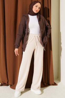 Alternative view of Loyşa Striped Detail French Terry Pants Beige
