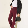 Loyşa Striped Detail French Terry Pants Burgundy – Bild 2