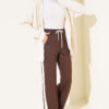 Loyşa Striped Detail French Terry Pants Brown - Imagen 2