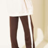 Loyşa Striped Detail French Terry Pants Brown - Imagen 3