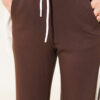 Loyşa Striped Detail French Terry Pants Brown - Imagen 4