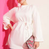 Side-Slit Belted Tunic Ecru