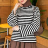 Striped French terry tunic with a hem edge White - Imagen 5
