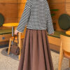 Striped French terry tunic with a hem edge White - Imagen 4