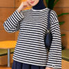 Striped French terry tunic with a hem edge Navy Blue - Image 5