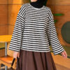 Striped French terry tunic with a hem edge White