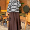 Striped French terry tunic with a hem edge White - Imagen 2