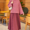 Striped French terry tunic with a hem edge Rose Dust - immagine 2