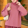 Striped French terry tunic with a hem edge Rose Dust - immagine 3