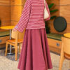 Striped French terry tunic with a hem edge Rose Dust - immagine 4