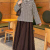 Striped French terry tunic with a hem edge Brown – Bild 2