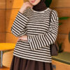 Striped French terry tunic with a hem edge Brown – Bild 3