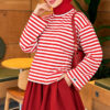 Striped French terry tunic with a hem edge Red – Bild 3
