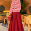 Striped French terry tunic with a hem edge Red – Bild 4