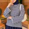 Striped French terry tunic with a hem edge Cream - immagine 3