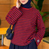 Striped French terry tunic with a hem edge Navy Blue
