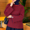 Striped French terry tunic with a hem edge Navy Blue - Image 3