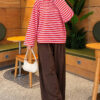 ⁦Striped French terry tunic with a hem edge Pink⁩ - الصورة ⁦2⁩
