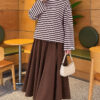 Striped French terry tunic with a hem edge Powder Pink - Imagen 3