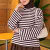 Striped French terry tunic with a hem edge Powder Pink