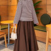 Striped French terry tunic with a hem edge Powder Pink - Imagen 4
