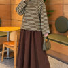 Striped French terry tunic with a hem edge Green - Imagen 2