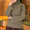 Striped French terry tunic with a hem edge Green - Imagen 3