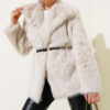 Lined Fur Coat Beige