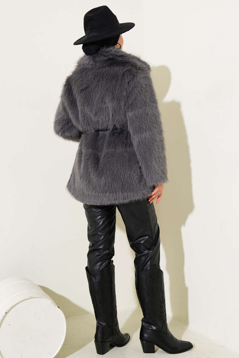 Lined Fur Coat Dark Smoke - Imagen 3
