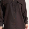 Buttoned Cuffed Two-Pocket Denim Two-Piece Set Brown - immagine 4