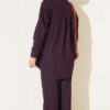 ⁦Buttoned Cuffed Two-Pocket Denim Two-Piece Set Plum⁩ - الصورة ⁦3⁩