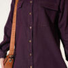 ⁦Buttoned Cuffed Two-Pocket Denim Two-Piece Set Plum⁩ - الصورة ⁦4⁩