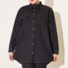 ⁦Buttoned Cuffed Two-Pocket Denim Two-Piece Set Black⁩ - الصورة ⁦2⁩