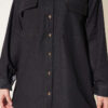 ⁦Buttoned Cuffed Two-Pocket Denim Two-Piece Set Black⁩ - الصورة ⁦4⁩