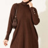 Ribbed Mercerized Tunic with Buttoned Cuffs Brown - Imagen 5